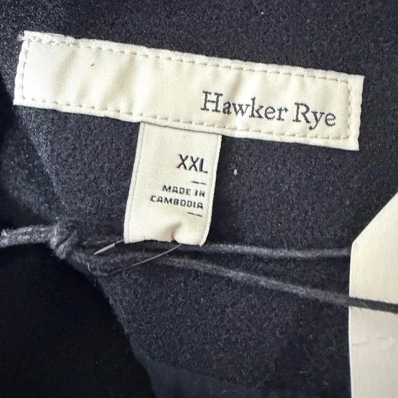 Hawker Rye Car Coat Mens XXL Black Button Front Recycled Polyester Outerwear